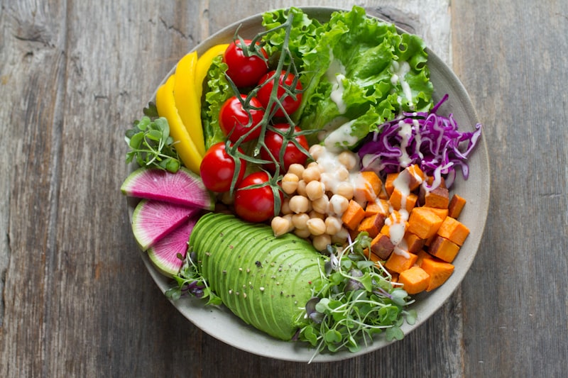 Colourful salad bowl with fresh vegetables